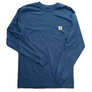 CARHARTT Long Sleeve Loose Fit Blue Pocket Tee Men’s Small